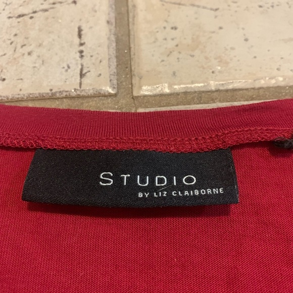 Deep Red 3/4 Sleeve Scoop Neck Top by Studio M - Picture 2 of 5